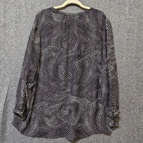 Premise Blouse Woman Size 3X Black White Polka Dot Balloon Sleeve‎ Pullover Top - Picture 8 of 16